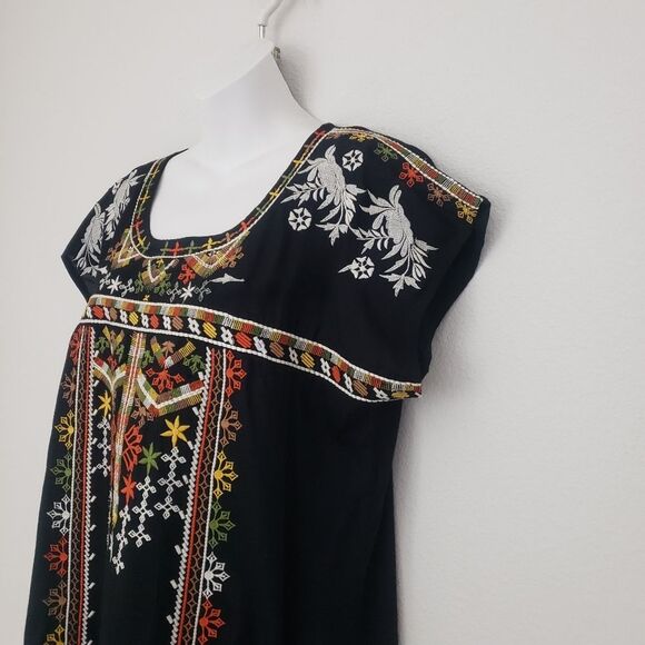 Gibson Latimer Shift Dress Medium Black Embroidered  Boho Western Summer Casual - Picture 4 of 9